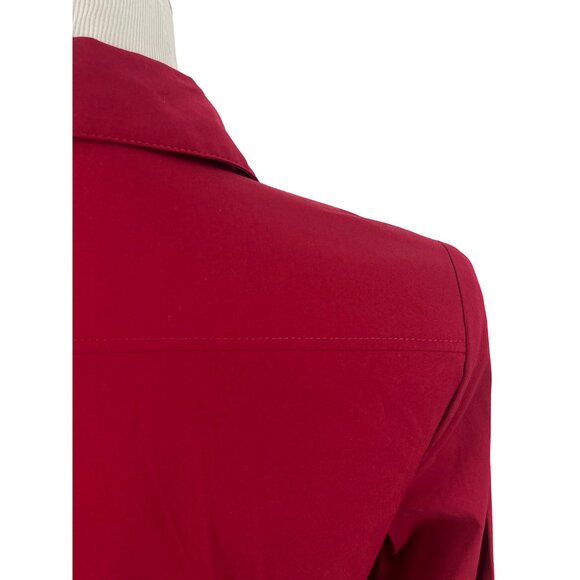 NWT Express Design Studio Red L/S Button-Down Tunic Blouse | Office Siren Preppy - Picture 9 of 15